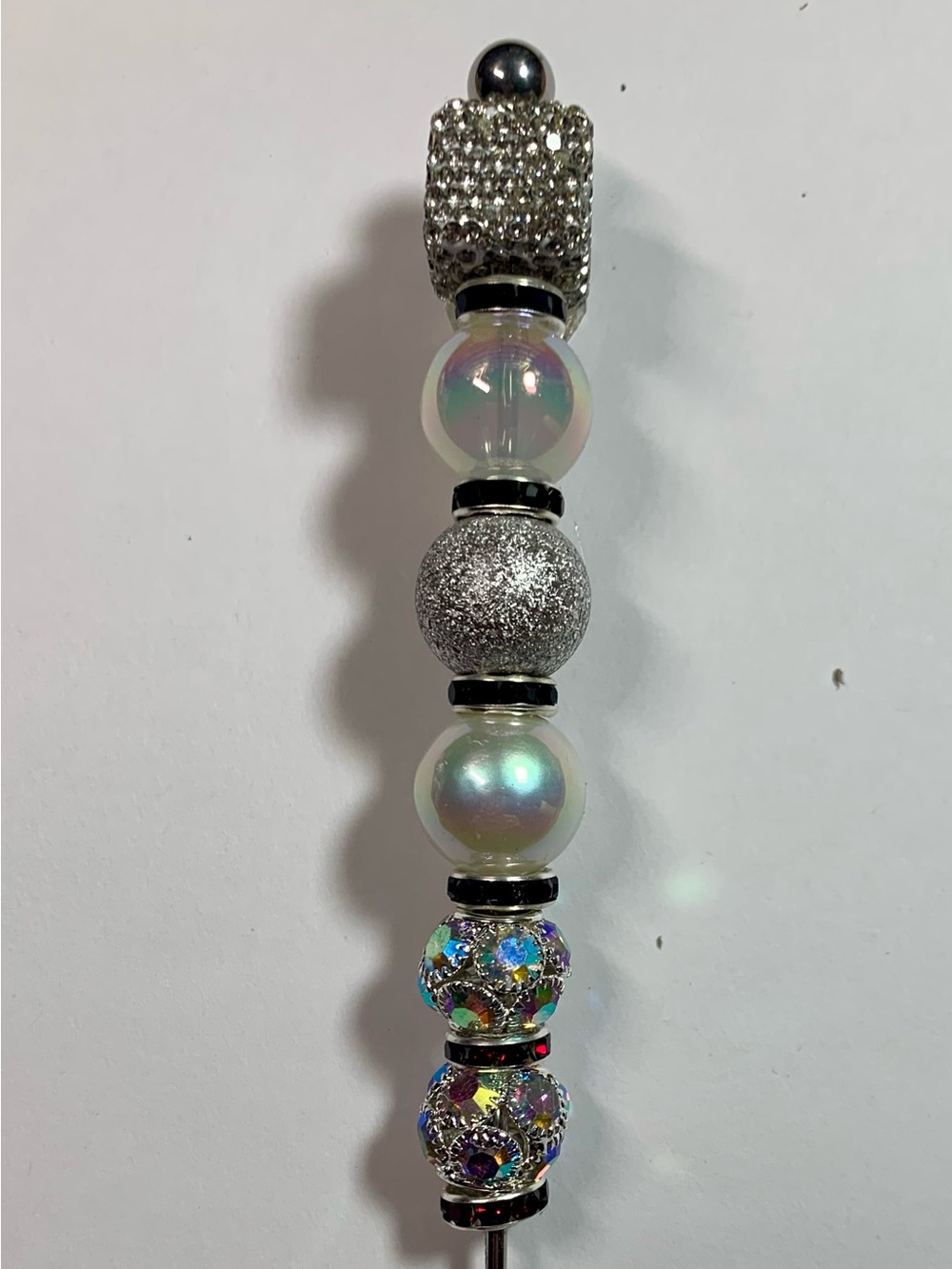 Silver and White Pearl Pokey tool - 6”